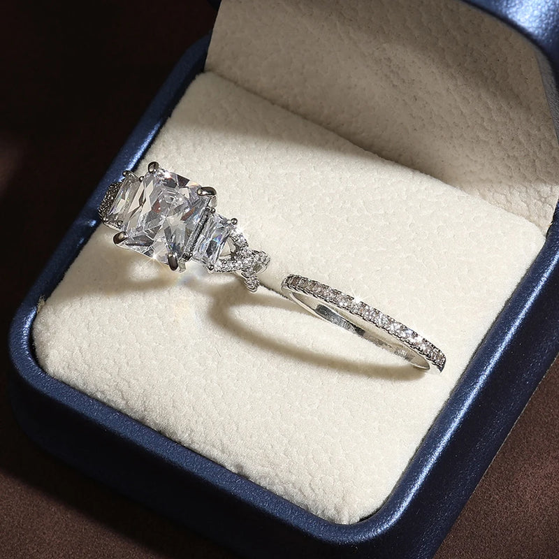 Anillos de compromiso ZAKOL con corazón rosa romántico y circonita cúbica para mujer, anillos de boda de moda con circonita cúbica AAA, joyería para regalo de San Valentín.