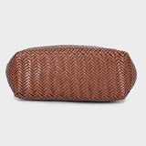French Leather Woven Bag Fashion Simple Basket Bag Retro Advanced Handmade Bag New Versatile Commuting Women's Shoulder Handbag
