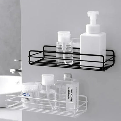 Estante organizador de baño de esquina, estantes de almacenamiento de esquina montados en la pared, soporte para champú, estante para cosméticos, cesta de drenaje de ducha de hierro