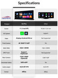 K2 Pro 11.3" Car DVR 4K Camera Wireless Carplay Android auto Ai Screen Dash Cam Dual Len Video Recorder GPS Navigation Dashboard