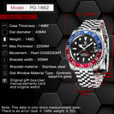 Relógio Masculino Mecânico de Luxo PAGANI DESIGN 2026 – Aço Inoxidável, Função GMT, Vidro de Safira – Marca de Alto Padrão