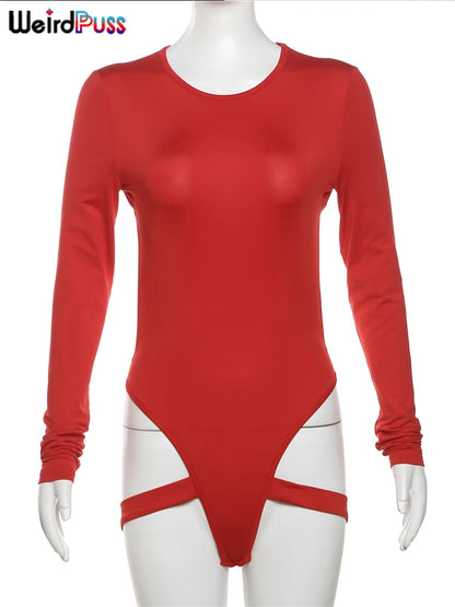 Body sexy de verano para mujer, con escote redondo, manga larga, ajustado, estilo vendaje, estilo club, con escote en V profundo