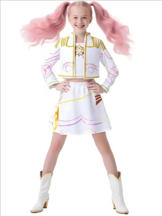 Children Girls Movie Kpop Mira Cosplay Costume Print Demon Hunters Zoey Rumi Cosplay Carnival Show Clothes Kids Girl Huntrix Set