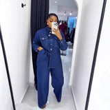 Jeans 2 Piece Sets Women Denim Shirt Coat Straight Pants Suit Streetwear Spring 2026 Washed Top Overshirt Trousers Outfits