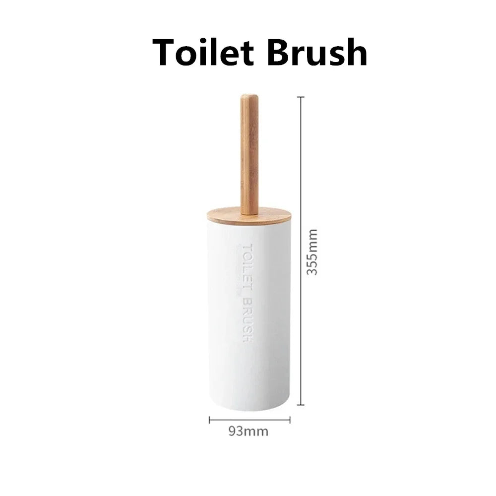 Juego de accesorios de baño, dispensador de loción y jabón de diseño, soporte para cepillo de dientes, jabonera, vaso o botella de madera, taza, negro, blanco y gris.