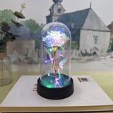 Rosa Artificial – Presente de Dia dos Namorados para Namorada, Rosa Eterna com Luz LED e Detalhes em Folha Metálica, Decoração de Casamento e Presente de Natal