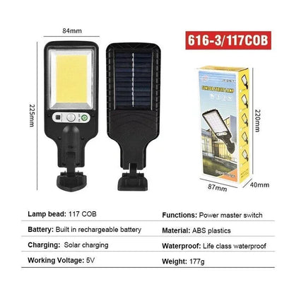 1-6PCS Motion Sensor Solar Outdoor Lights Waterproof 117COB LED Security Wall Lights Street Lamps with 3 Mode Patio Garage Yard