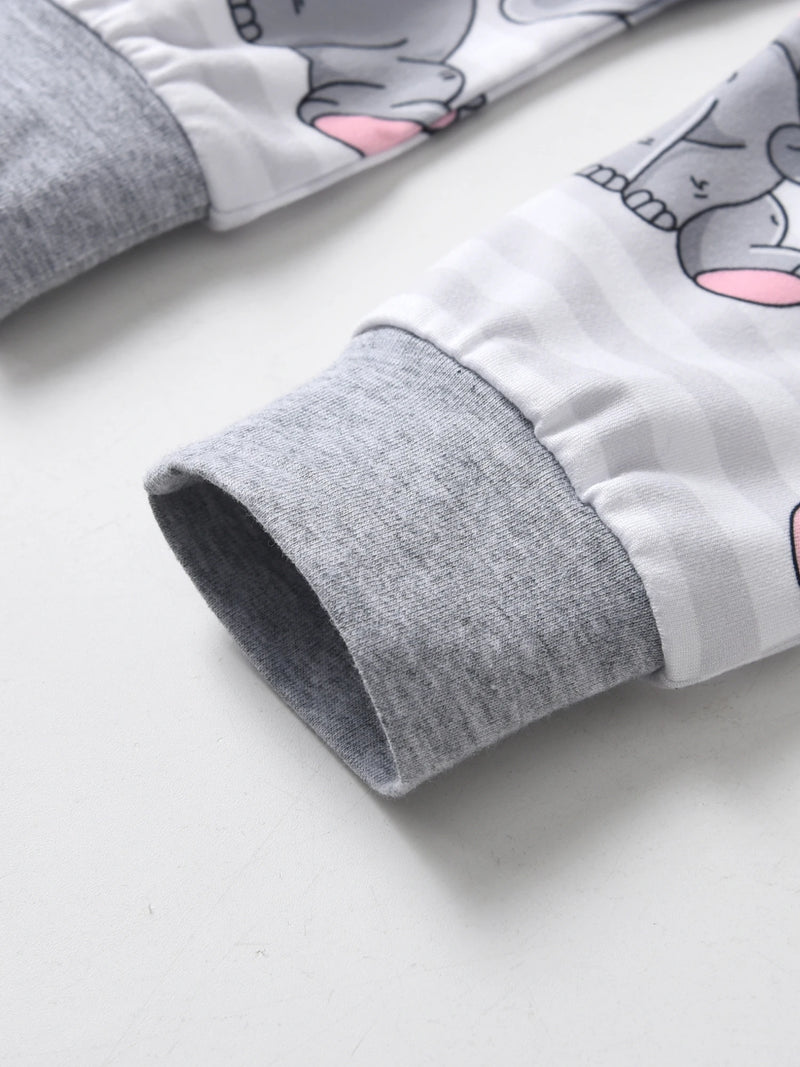 Newborn Baby Boy Baby Elephant Clothes Set Long Sleeve Romper Bodysuit Top and Pants with Hat Spring Autumn Cute Outfit for Boys