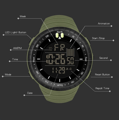 New Sport Digital Watch Fashion Men's Watches Stopwatch with Date Week Display Outdoor Waterproof Electronic Clock sk85