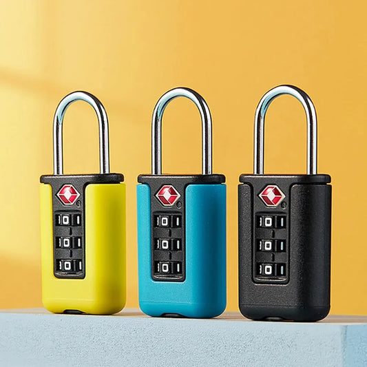 TSA Customs Code Lock for Travel Luggage Password Changeable black Lock Contrast Design Padlock 3 Digit Combination Lock
