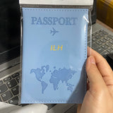Funda de pasaporte personalizada con nombre en color dorado, billetera de viaje para hombre y mujer, porta pasaporte personalizable con nombre, tarjetero de presentación