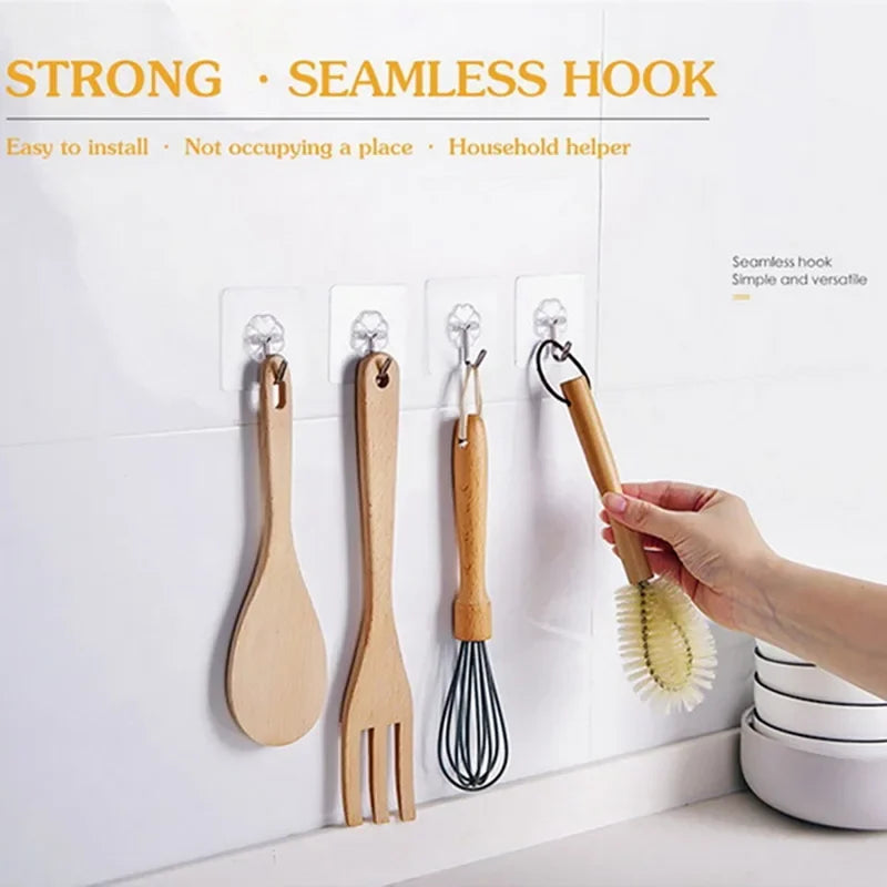 Transparent Self Adhesive Wall Hooks Heavy Duty Multi-Purpose Wall Hook Key Holder Towel Holder For Kitchen Bathroom Accessories