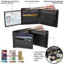 Wallets Mens Slim RFID Blocking Genuine Leather with Coin Pocket  2 Banknote Compartments 10 Credit Card Holders Wallet for Men