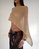 Jaded London gold knit hollowed-out one-piece top halter shawl multi-wear holiday style halter