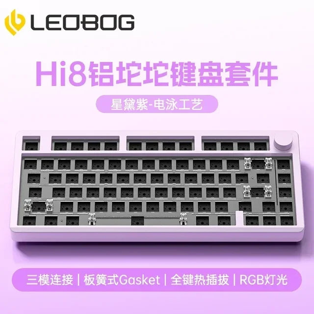 LeoBog-Hi8 Kit Teclado Mecânico, Bluetooth Sem Fio, Teclado Hot Swap Gaming, Kits De Alumínio, 80 Chaves, Modo 3, 2.4G, Gif