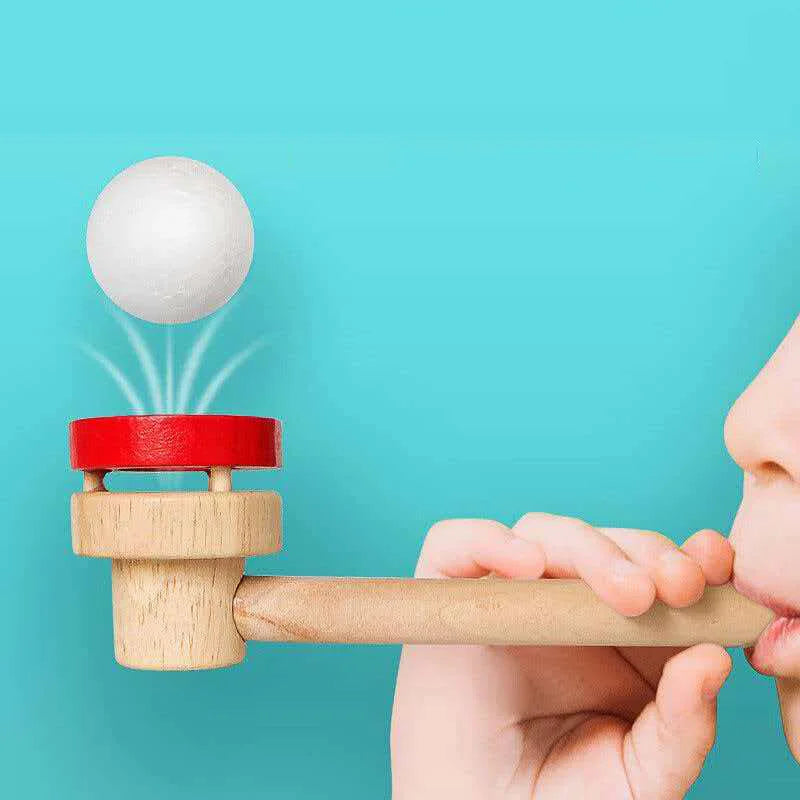 Classic Wooden Game Floating Ball Blow Pipe & Balls Blowing Toys Training Lung Capacity Montessori Early Learning Fun