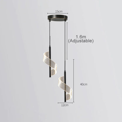 Nordic Spiral LED Pendant Lights Bedside Hanging Lamp Indoor Lighting Bedroom Living Room Home Decoration Modern Acrylic Light
