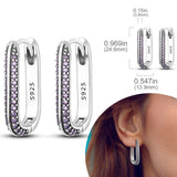 925 Sterling Silver Hypoallergenic Hoops Earrings com zircônia, jóias elegantes para mulheres e meninas, alta qualidade