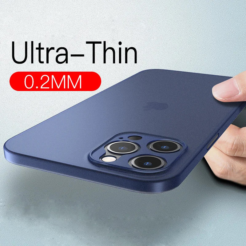 Nueva funda ultrafina mate de PP de 0,2 mm para iPhone 11, 12, 13, 14, 15 Pro, X, XR, Xs Max, 13 mini, 7, 8 Plus, SE 2020, carcasa rígida de PC transparente.