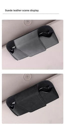 SEAMETAL Cowhide Sun Visor Glasses Holder Premium Leather Wear-Resistant Sunglasses Protective Box Auto Eyeglasses Storage Case