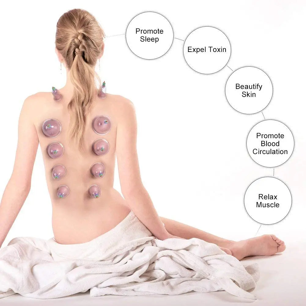 12Pcs Vacuum Cupping Sets with Pumping Gun Suction Cups Back Massage Body Cup Detox Anti Cellulite Cans Healthy Care Jars