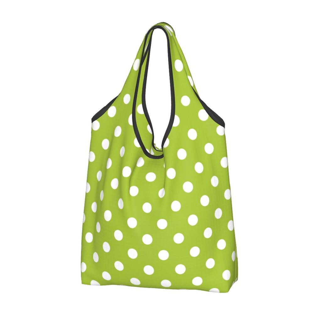 Custom Recycling Classic Black And White Polka Dot Shopping Bag Women Tote Bag Portable Grocery Shopper Bags