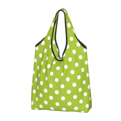 Custom Recycling Classic Black And White Polka Dot Shopping Bag Women Tote Bag Portable Grocery Shopper Bags