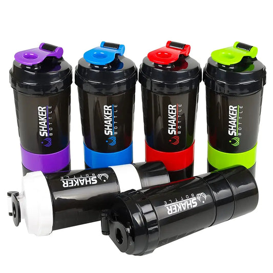3-Layer Shaker Protein Bottle Powder Shake Cup Large Capacity Water Bottle Mixing Cup Body Building Exercise Mixing Bottle