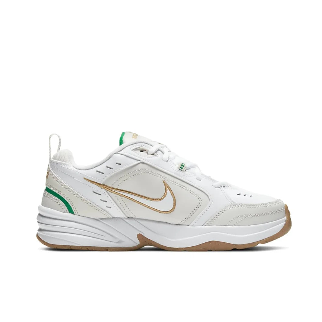 Zapatillas Nike Air Monarch 4 Low para hombre y mujer, clásicas, retro, informales, cómodas y acolchadas, blancas y plateadas.