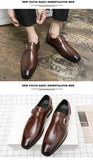 Large Size 48 Men's Leather Shoes with Buckle, Block Carving, Slip-On, Square Toe, Board Shoes, Trendy Adult Footwear
