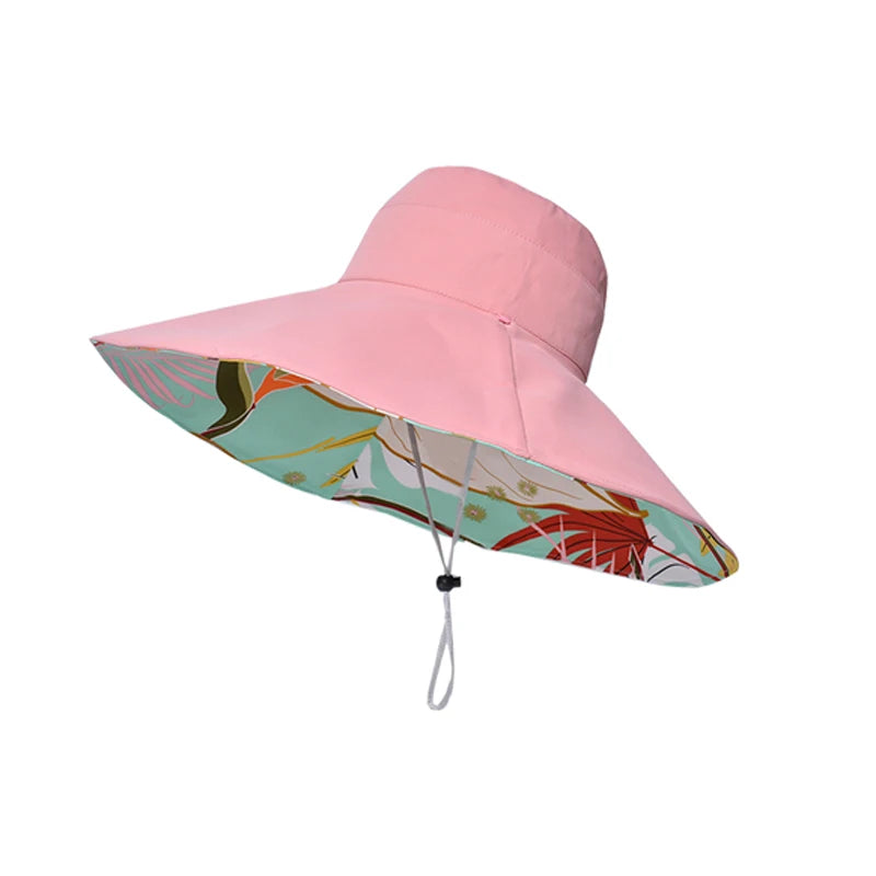 Xinbaoguan 100% Cotton European and American Cross-Border Women's New Double-Sided Fisherman Hat Summer Enlarged Brim Sun Hat