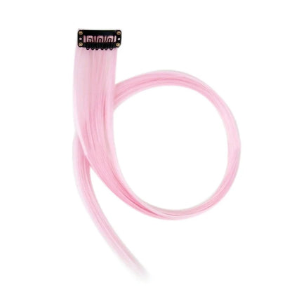 Stripe Printed Clip in Hair Extensions Colorful Synthetic Hair Highlights 18 Inches Straight Wig Hairpieces for Daily Use Party