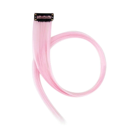 Stripe Printed Clip in Hair Extensions Colorful Synthetic Hair Highlights 18 Inches Straight Wig Hairpieces for Daily Use Party