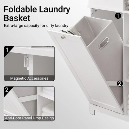 SoBuy BZR104 high wardrobe with fold-out bathroom wardrobe narrow laundry wardrobe bathroom shelf bathroom wardrobe