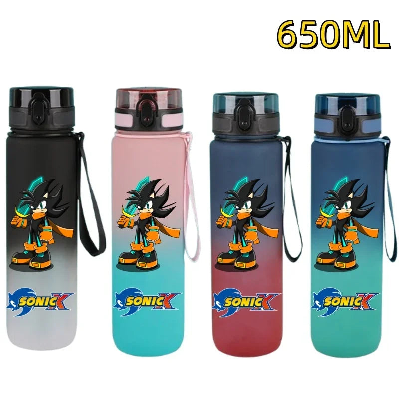 650ML Sonic Hedgehog Sport Water Bottle Large Capacity Cartoon Portable Plastic Water Bottle Drinking Cup Student Birthday Gifts