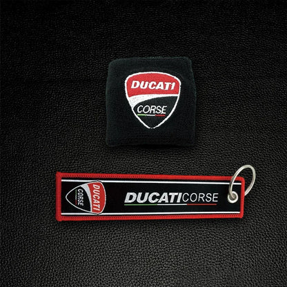 Motorcycle Embroidery Front Fluid Oil Brake Reservoir Sock Cover for Ducati Monster Panigale Diavel Superleggera V4 V2 Scrambler