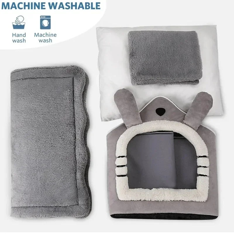 Indoor Warm Dog House Soft Pet Bed Tent House Dog Kennel Cat Bed Removable and Washable Cushion Suitable for All Seasons Universal