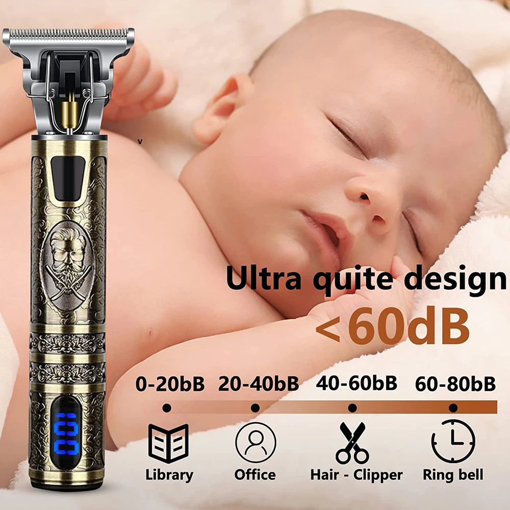 T9 LCD Electric Hair Trimmer Oil Shaving Head Electric Clipper Engraving Electric Clipper Hair Precision Trimmer for Men Care