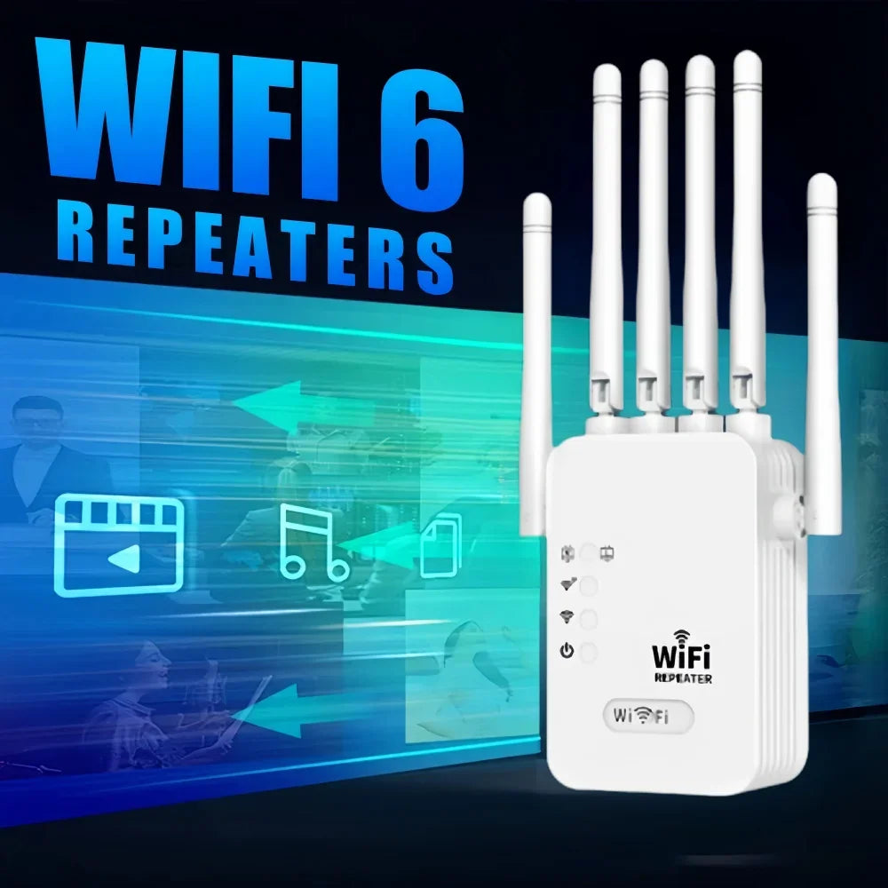 1200Mbps Wireless WiFi Repeater WIFI Extender WiFi Booster 2.4G/5G Network Amplifier 360° Full Coverage Signal For Small Office