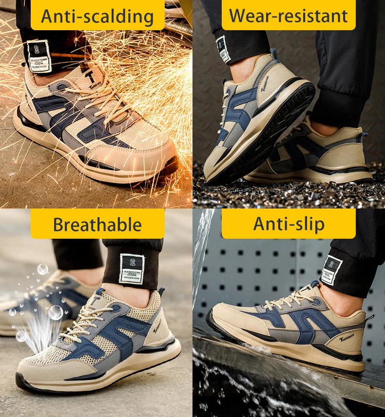 Work Sneakers Steel Toe Shoes Men Safety Shoes Puncture-Proof Work Shoes Boots Indestructible Footwear Security Lightweight