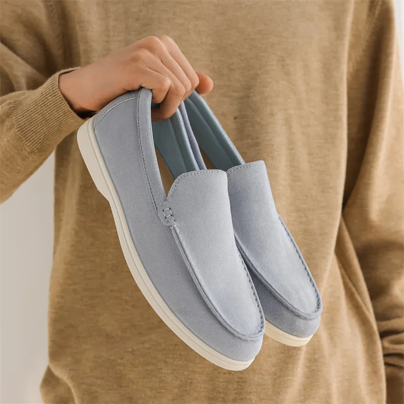 Men's Flat Loafers 2025 Frosted Suede Flat Shoes Comfortable Non-Slip Fashion Loafers Lightweight Trendy Outdoor Casual Shoes