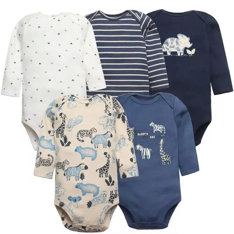 Conjunto de 5 piezas de monos para bebé niño y recién nacido, ropa para niña pequeña, 100 % algodón, suave, con dibujos animados