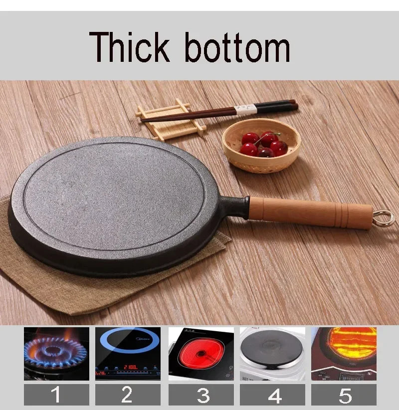 26cm Thickened Cast Iron Non-stick Frying Pan Layer-cake Cake Pancake Crepe Maker Flat Pan Griddle Breakfast Omelet Baking Pans