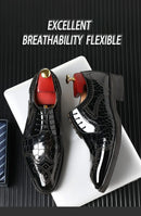 Crocodile Pattern Leather Shoes Business Oxford Footwear Men's Brogue Dress Shoes Leather Formal Shoes for Men Bullock Shoe 2024