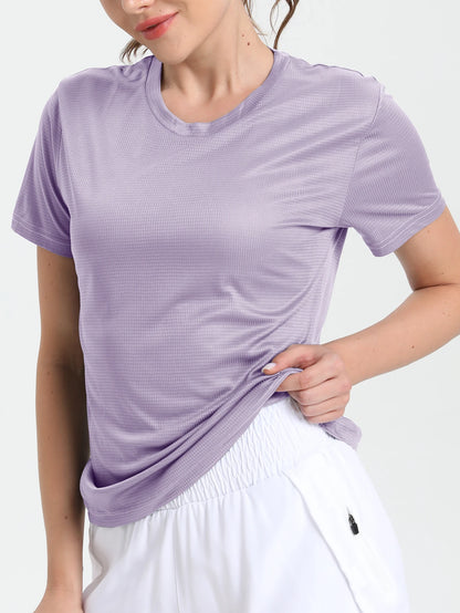 Women's Solid Color Ultralight Quick Dry Sport T-Shirt,Breathable Lightweight  ,Running Gym Compression Shirt