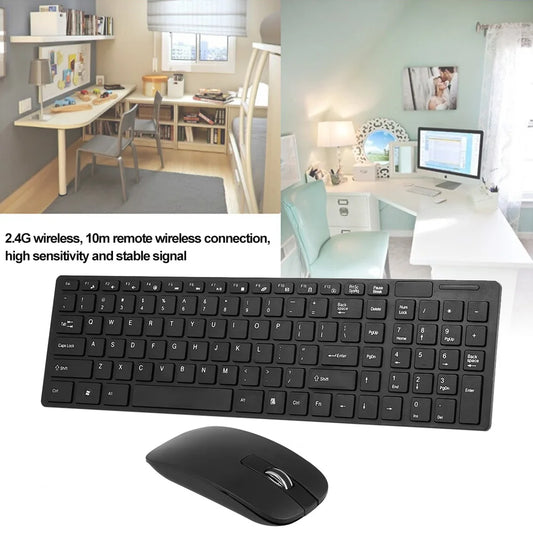 Combo de teclado y ratón inalámbricos K-06 2,4 G, teclado para ordenador con ratón Plug and Play, color negro, para portátil