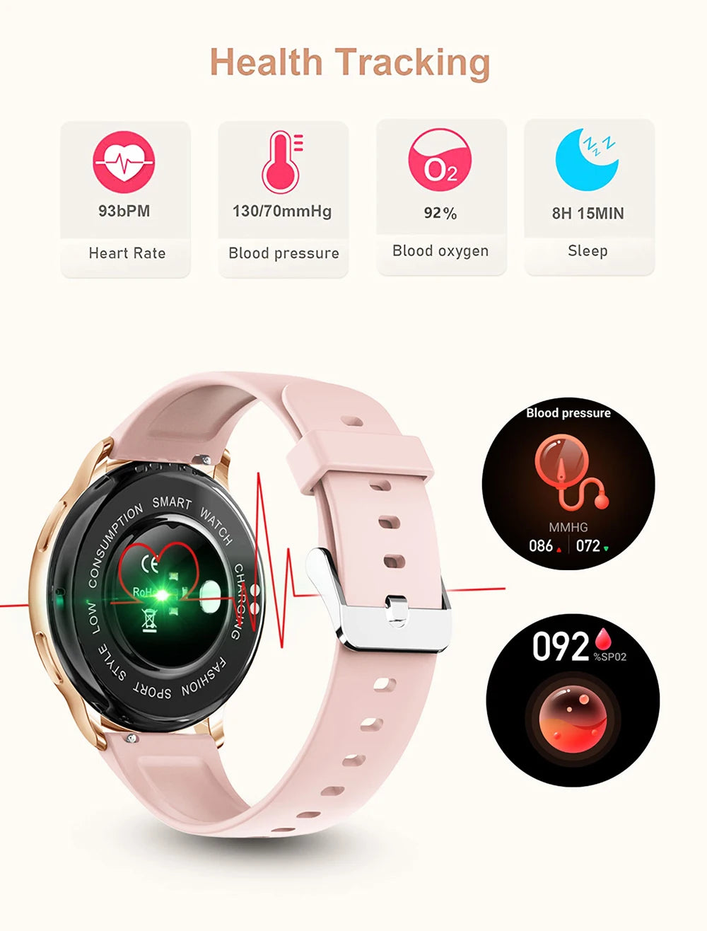 MEVADEN 1.32 inch Female Fashion Smart Watch Bluetooth Call Women Sport Fitness Tracker Health Monitor Smartwatch for Ladies Y22