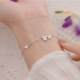 925 Sterling Silver Diamond-Studded Butterfly Bracelet for Women Adjustable Jewelry Flower Temperament Fashion 