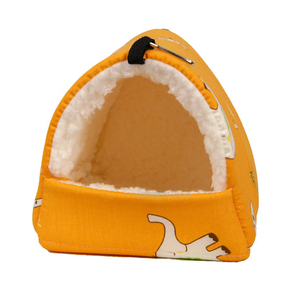 1pc Cute Print Bird Bed Mini Cage Rabbit Squirrel Mat Guinea Pig Nest Hamster House Small Animal Sleeping Bed Pet Hanging Cage