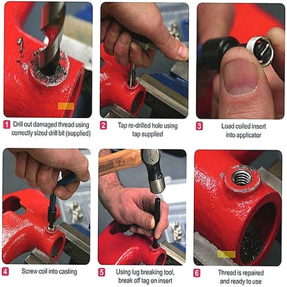 Linha métrica Repair Kit Insert, Helicoil Car Pro Coil Tool, M5 M6 M8 M10 M12 M14, M6 * 1.0, 30pcs